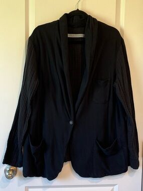 Raquel Allegra Boyfriend Oversized Cotton Gauze Trim Blazer Jacket Size 3 L